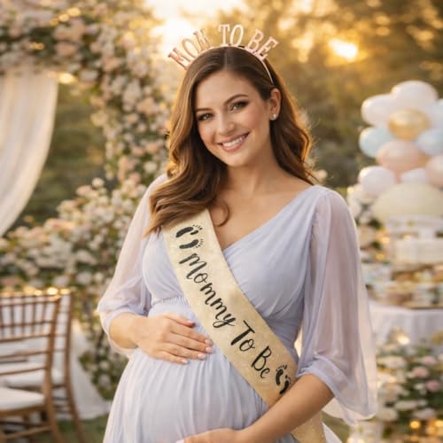 Image of Wanna Party Baby Shower Decoration Items- Mom to Be Sash & Mom to be Tiara for Mom To be Gifts for Baby Shower Decoration Items (Pack of 2)
