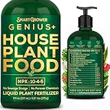 Plant Food for Houseplants, Instant Indoor Plant Fertilizer for Healthier Plants, Clean & Safe for Indoor & Outdoor Use, USA Made - Smart Grower Genius+ Easy Squirt Pump 8oz Makes 96 Gallons