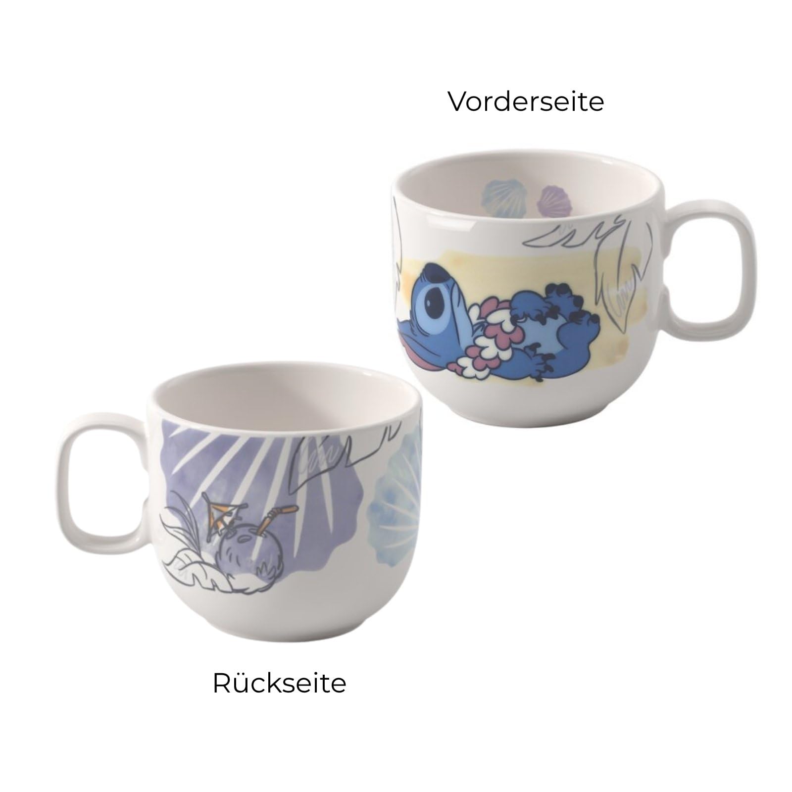 Villeroy & Boch Disney Stitch Kindergeschirr-Set 7-teilig (170 ml) | Kinder-Set mit Disney Stitch-Motiven, Premium Porzellan, Besteck aus Edelstahl, Spülmaschinenfest