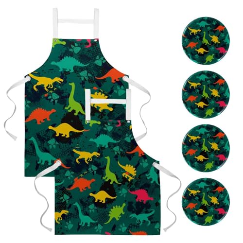 Tabliers de cuisine à motifs imprimés dinosaures multicolores