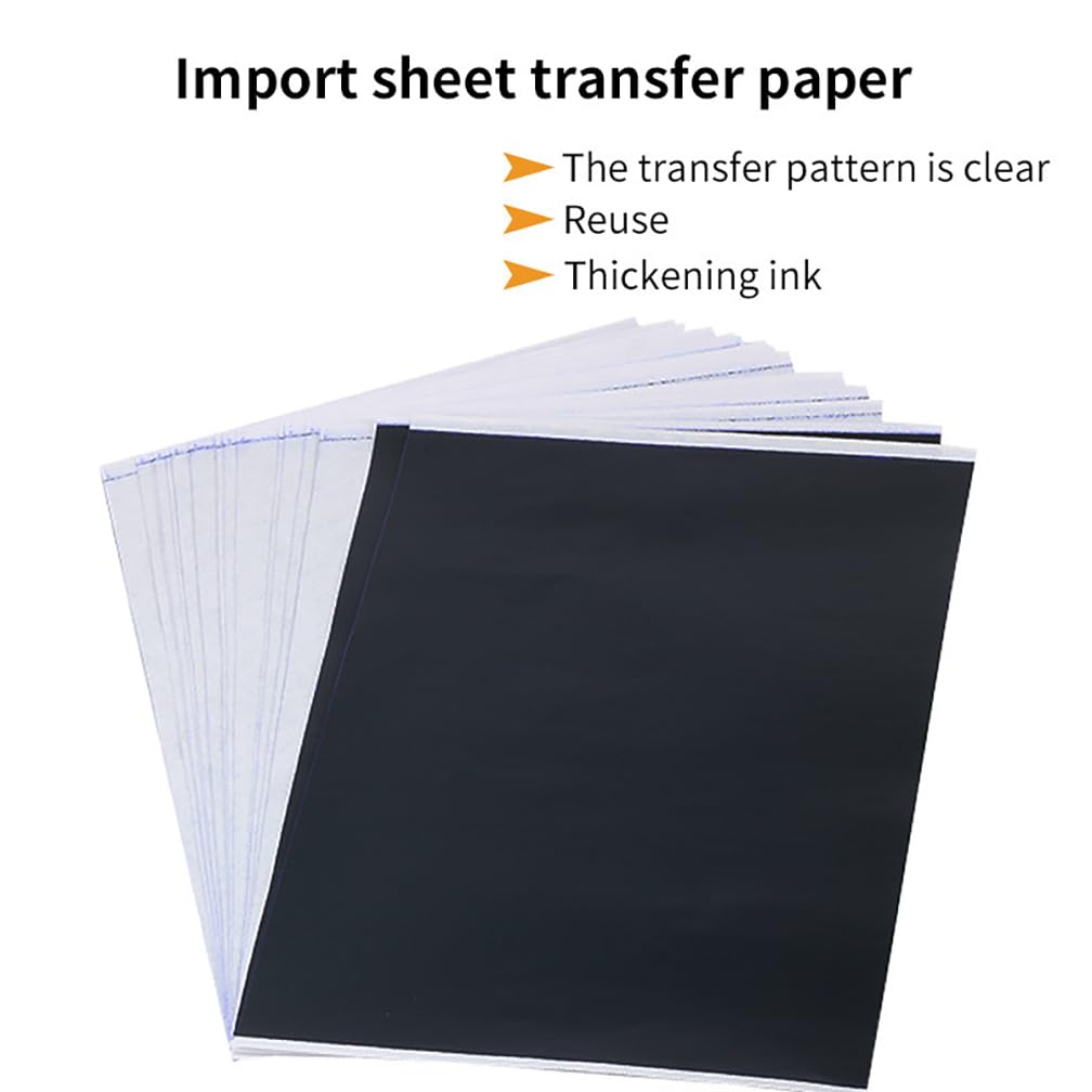 Papel de transferencia de plantilla térmica de tatuaje A4, papeles de transferencia de dibujo a mano de tatuaje reutilizables transparentes, 15/100 hojas/caja (100PCS)
