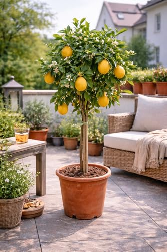 Zitronenbaum 'Zagara Bianca' – Citrus x limon, 100–140 cm – duftende weiße Blüten, essbare...