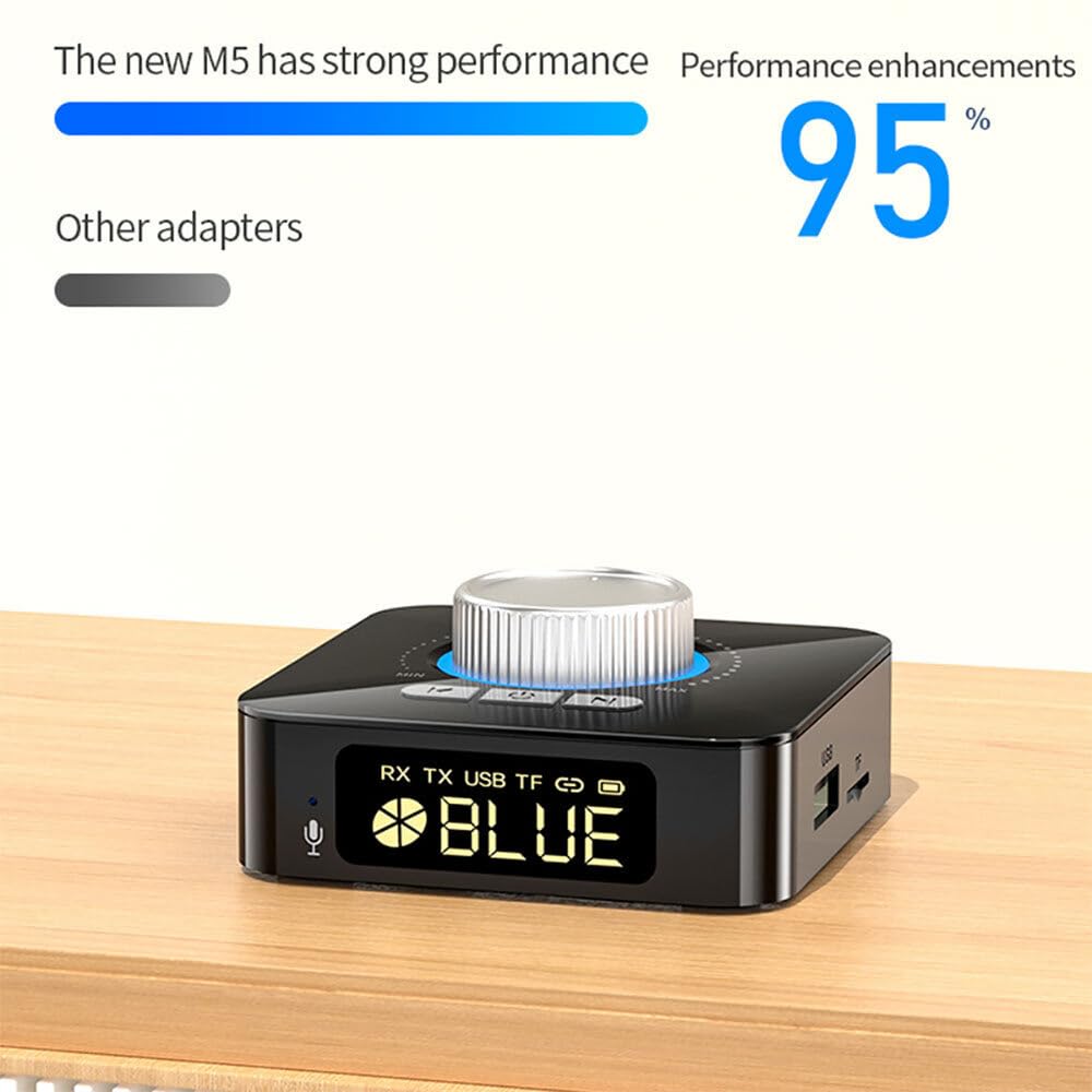 DollaTek Bezprzewodowy adapter audio 2 w 1, kompatybilny z Bluetooth, lekki odbiornik nadajnik do telewizora, PC, stereo, po??cz g?o?nik, s?uchawki