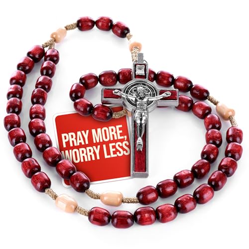 Italian Rosary with Pope Leo XIV Apostolic Blessing – Large Beads Catholic Necklace for Car Mirror, First Communion, Religious Keepsake Gift