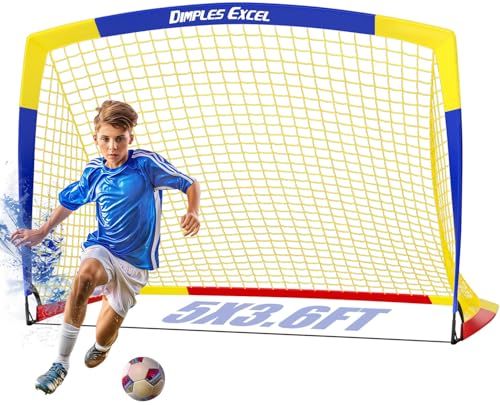 Dimples Excel Portería De Fútbol Red para Jardín Al Aire Libre Entrenamiento De Fútbol para Amantes del Fútbol (5'×3.6'- Azul Amarillo)
