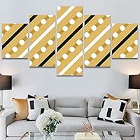 SIGNWIN 5 Panel Canvas Wall Art Modern Art Decorative Elements Fun Geometric Mixed Media Multicolor Patterns for Home Decorations Ready to Hang - 60