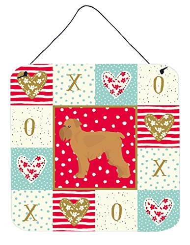 Caroline's Treasures CK5817DS66 Brussels Griffon Love Wall or Door Hanging Prints, Red Aluminum Metal Sign Kitchen Wall Bar Bathroom Plaque Home Decor, 6x6, Multicolor