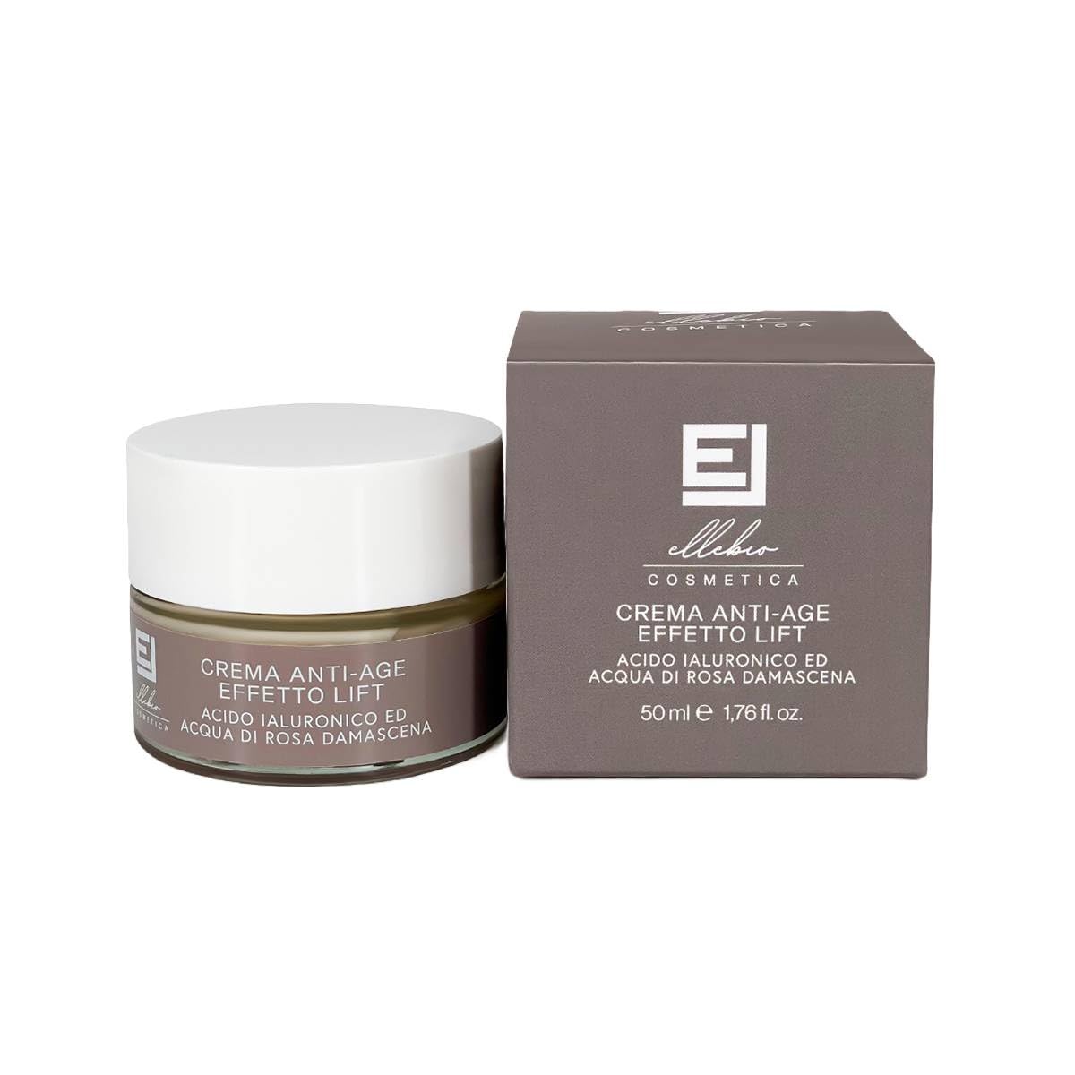CRÈME ANTI-ÂGE RELAXANTE EFFET LIFTING À L'ACIDE HYALURONIQUE HYDRATANT ET REPULPANT ANTIOXYDANT RÉDUIT LE STRESS TESTÉ SUR PEAUX SENSIBLES BIO ET BIO MADE IN ITALY