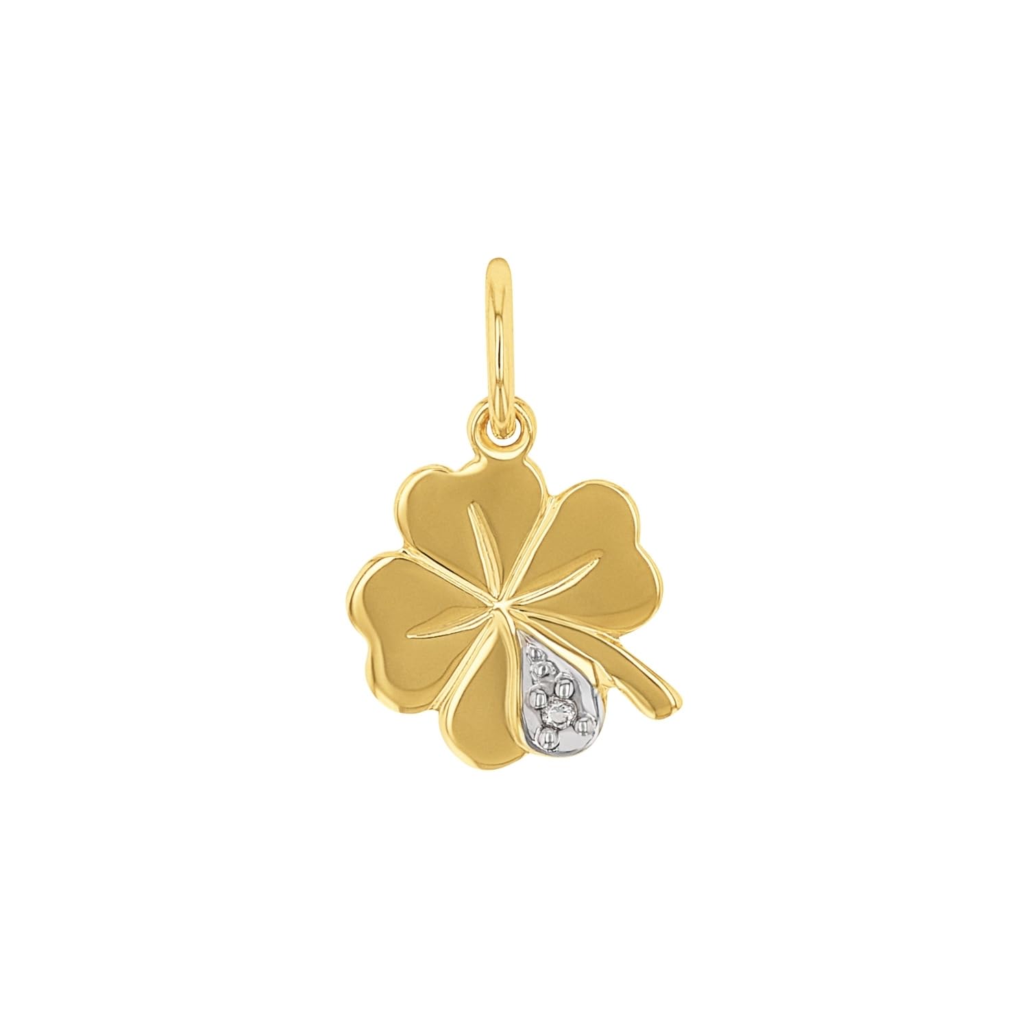 Amor Motivanhänger Damen Anhänger, mit Zirkonia synth., 1,6 cm, Gold, Kleeblatt, Kommt in Schmuck Geschenk Box, 2013540