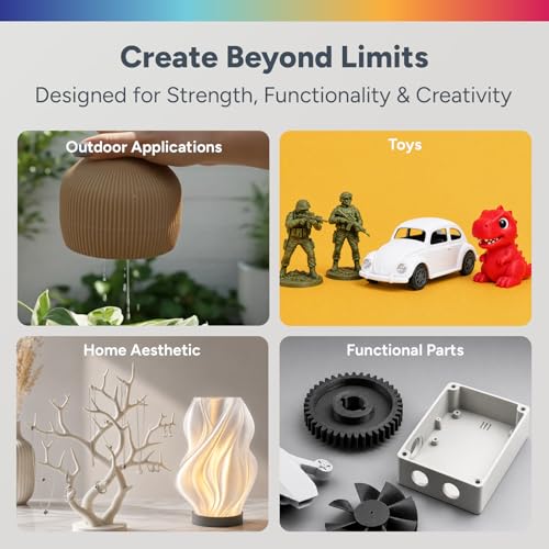 Image of OVERTURE PETG Filament 1.75mm Bundle 4kg, High Speed 3D Printer Filament, Neatly Wound & Clog-Free, 4 Pack 1kg(2.2lbs), Accuracy + /- 0.02mm, Fit Most FDM Printers (Black*2+White*2)