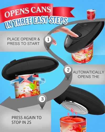 Electric Can Opener, Automatic Can Opener Hands Free Easy Open All Can Sizes with Smooth Edge, Food-Safe & Battery Operated Jar Opener for Weak Hands and Seniors with Arthritis for KitchenQ - Image 3