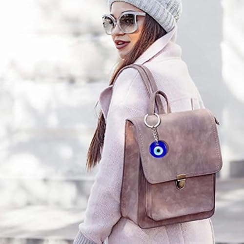 Miniatura 2 de 6 llaveros de ojo turco azul turco con cuentas de cristal de ojo malvado, llavero de cristal para manualidades, llavero de cristal con llavero