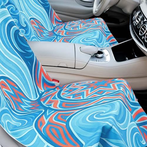 Image of Hahafelt 2 Pack Car Seat Towel Cover with Storage Bag, Colorful Sea Turtle | 63 x 32 in Car Towel Seat Cover Non Slip Waterproof, Gym Workout Swimming Running, Machine Washable Sweat Absorbent Protector