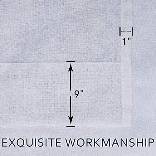 ALLJOY Home Privacy Drape for Living Room Curtains for Bathroom, 2 Panels Grommet Window Sheer Curtains for Bedroom, Linen Textured Semi Voile Drapes for Windows Room Treatments, White, W52 x L72 Inch