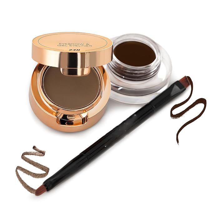SWISS BAEUTY 2-in-1 Waterproof Gel Eyeliner and Eyebrow Definer with Brush, Smudge Proof, 7G (02 Brown)-image-28