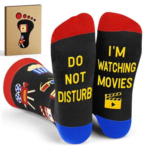 Movie Lover Gifts - Christmas Socks for Women Funny and Horror Themed Gifts Ideal for Movie Nights Theater Gift Perfect as Womens Stocking Stuffers Unique Halloween Night Presents