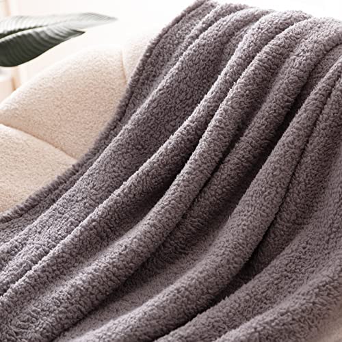 Bertte Fluffy Sherpa Throw Blanket Ultra Soft Warm Lightweight Plaid Shaggy Blanket For Couch Sofa Travel, Premium Reversible Decorative Blanket For All Seasons (Dark Grey, 60In X 80In) #TOP5