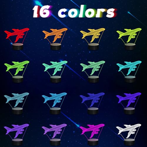 CoolGift Mart Airplane Night Light, 3D LED Optical Illusion Airplane Lamp with Remote Control and Timer, Christmas and Birthday Airplane Gifts for Men Boys Kids