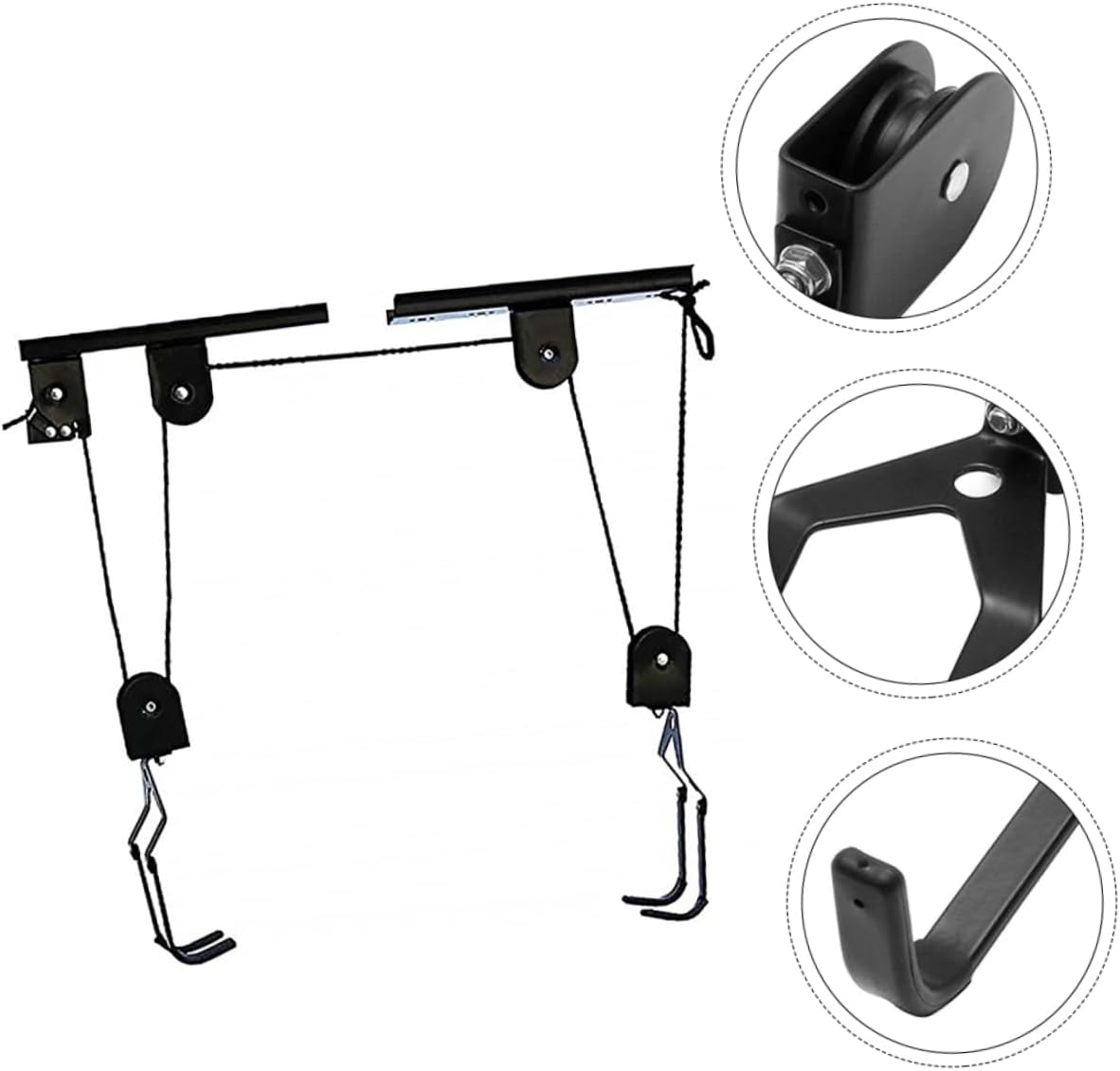 ibasenice 1 Set Hoist Ceiling Lift Rack for Racks for Garage Mounted Storage Bike Wall Hook Bike Hanger Hanging Rack Bike Wall Stand Holder Steel Black