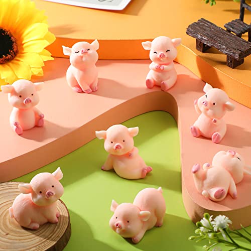Sintuff 24 Pieces Miniature Pig Figurine Mini Tiny Pig Figurines Resin Piggy Toy Statues Fairy Figurines For Garden Micro Landscape Home Terrarium Crafts Cake Cupcake Toppers Dollhouse Decorations #TOP3