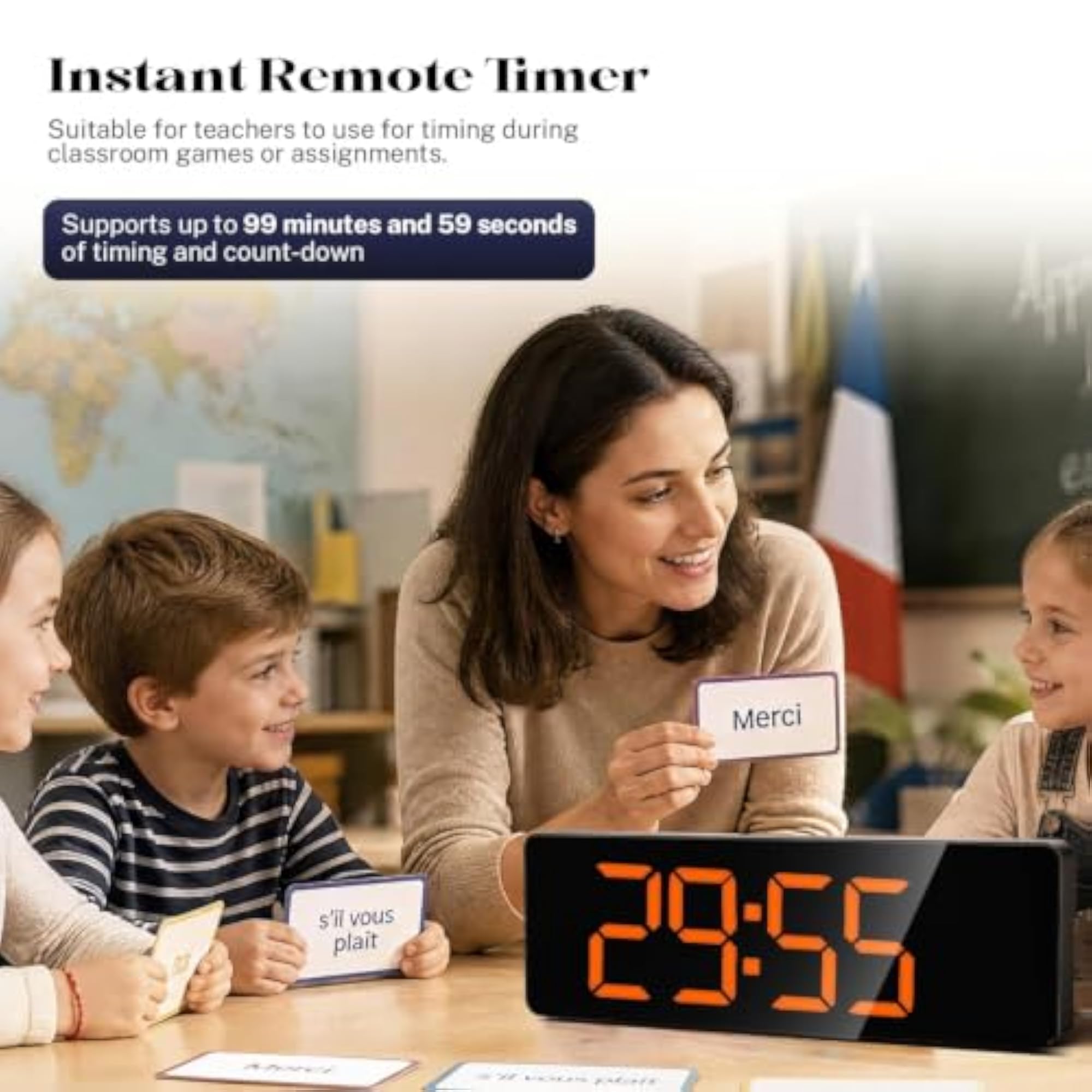 Digital Wall Clock with Remote Control & RGB Night Light