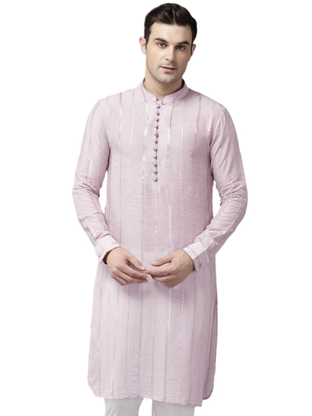 see designs Pink Regular Fit Self Pattern Kurta-picture-41