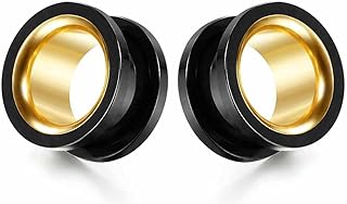 2PCS Stainless Steel Screw Ear Gauges Tunnels Hollow Double Flare Black Gold For Man For Woman Body Piercing Jewelry 6mm-30mm Stretcher