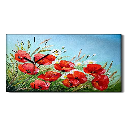 Horloge sur Toile Art Moderne Tableau Mural Fleurs Impression HD - 2
