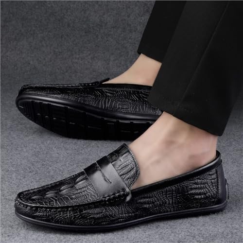 Mens Moccasins Shoe Leather Evening Tuxedo Round Toe Solid Color Non Slip Shoe Slip-on2