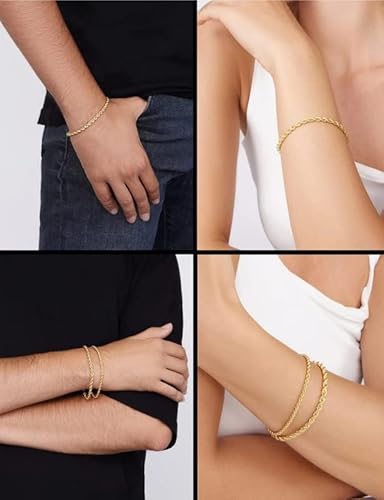 Nometo 925 Sterling Silver Rope Bracelet Lobster Clasp 3Mm 18K Gold Over Rope Bracelet For Women Diamond (7) #TOP2