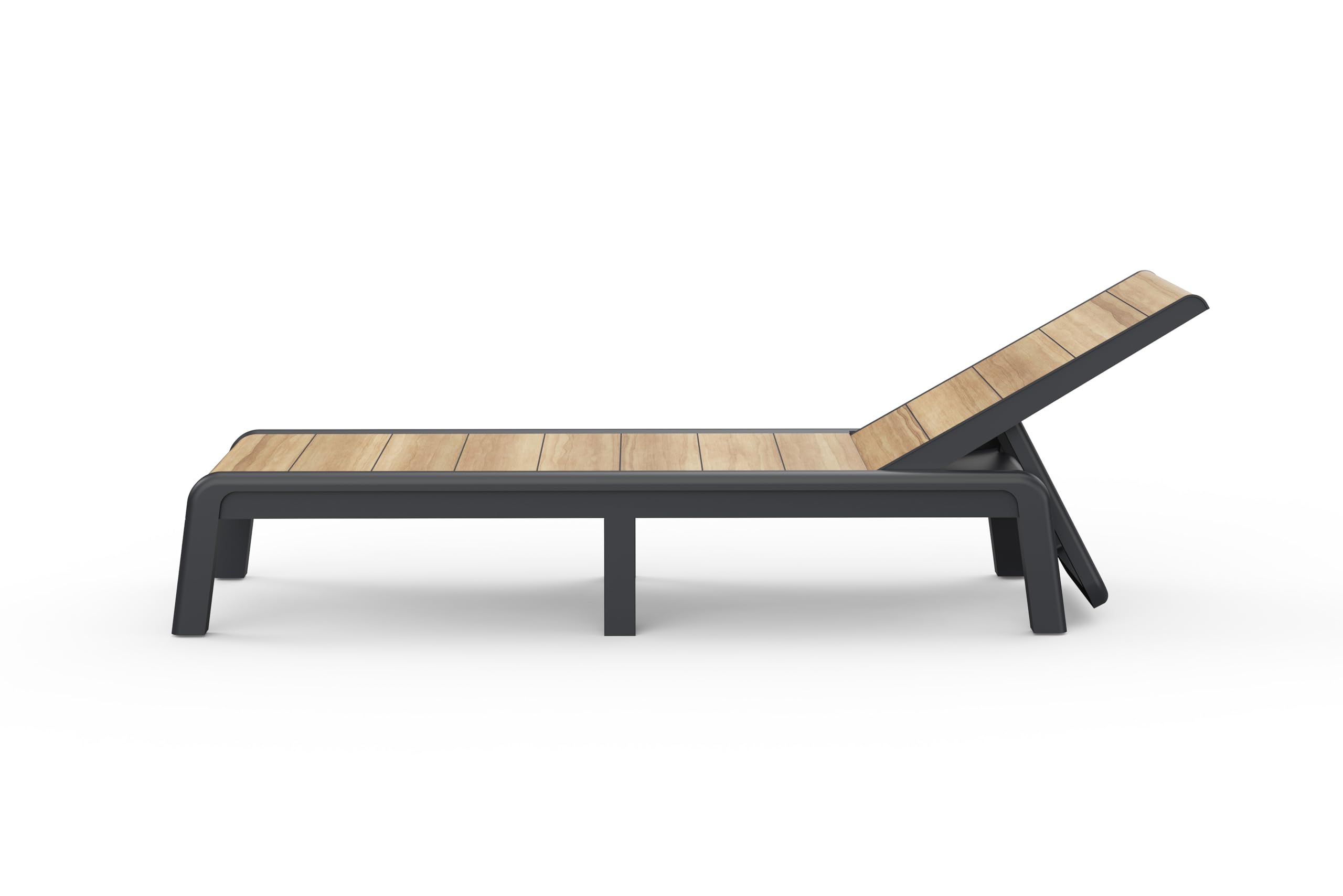 Keter Avon Lettino Prendisole Pieghevole da Esterno, Ideale per Giardino e Terrazzo, Finitura Effetto Legno, 191,5x58x34,5H cm, Colore Marrone