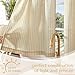 jinchan Striped Linen Kitchen Curtains 24 Inches Length Tier Curtains Farmhouse Modern Cafe Style Small Window Treatments Airy Light Filtering Rod Pocket for Living Room Bathroom 2 Panels Beige