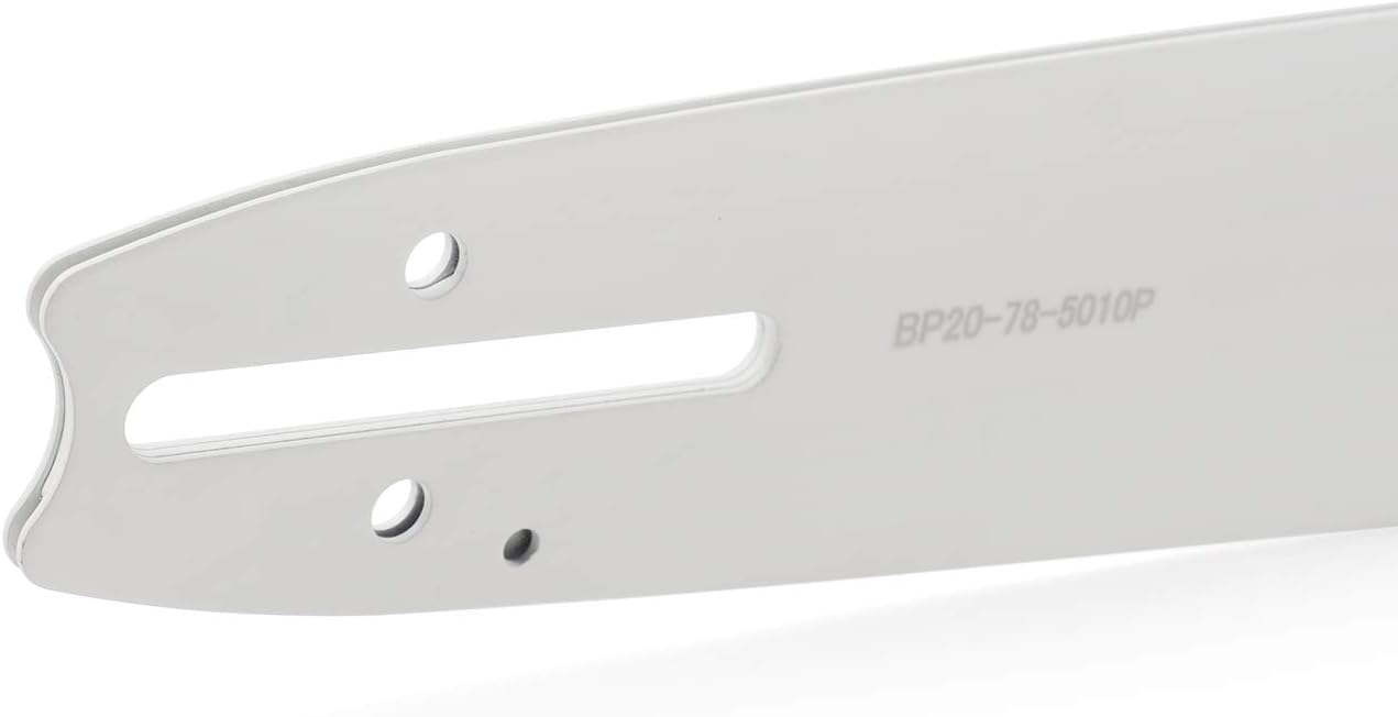 Close-up of the mounting end of the UpStart Components chainsaw guide bar