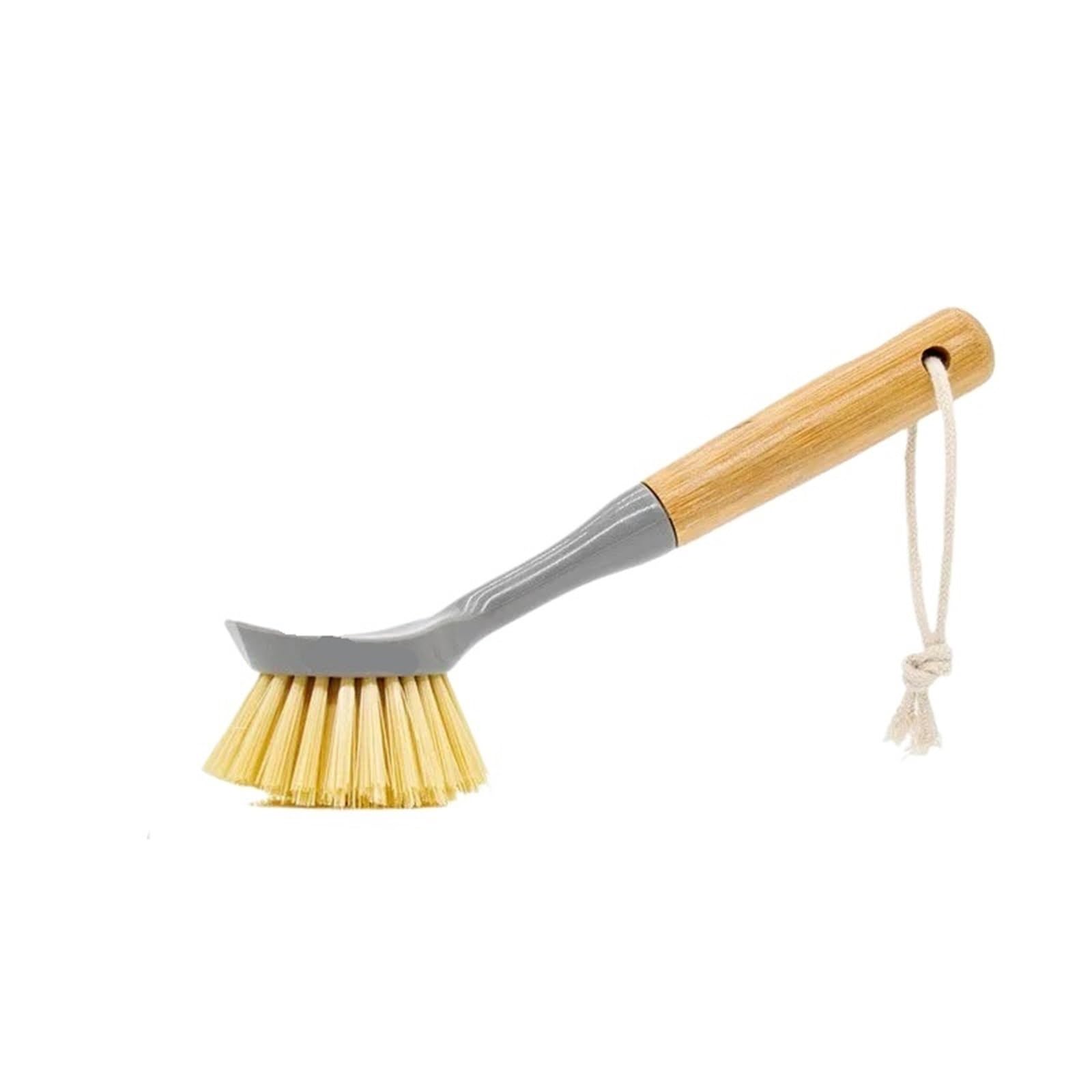 Brosses à Vaisselle, Brosse de Nettoyage de Pot, Manche en Bois antiadhésif, Longue épurateur, décontamination, Multicolore(2pcs Grey)