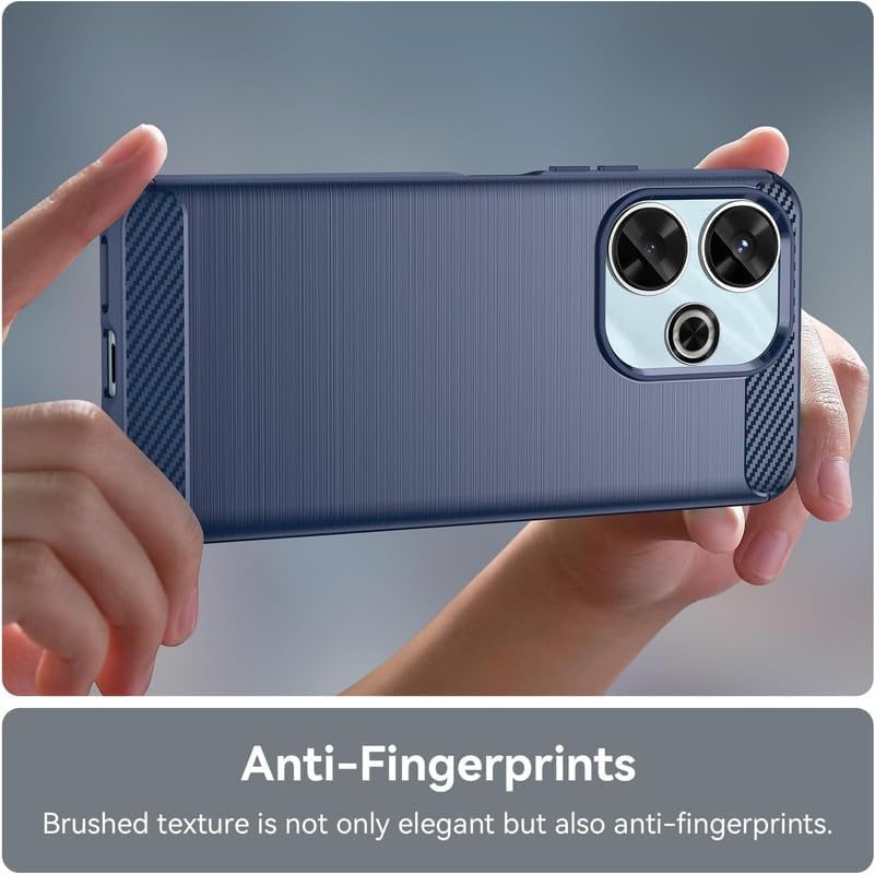 Image of NPRC Hybrid Ultra Slim Protective Case TPU Non-Slip Carbon Fiber Texture Shockproof Case Cover for Redmi 13 5g - Blue