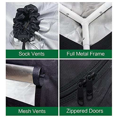 Melonfarm 2X2 Grow Tent 24"X24"X48''Reflective 600D Mylar Hydroponic With Observation Window, Floor Tray And Tool Bag For Indoor Plant Growing #TOP5