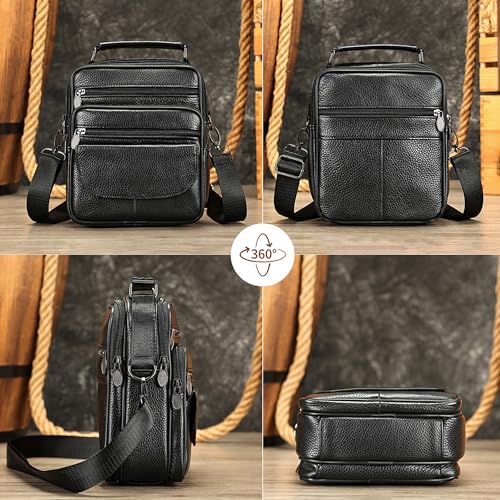 Celle phone Shoulder Bag for Men Leather, Smartphone Messenger Pouch Universal, Crossbody Mobile Phone Holster Leather Waterproof Satchel Sling Bags Handbag Cross Body Wallet Side Bag Daypack Backpack4