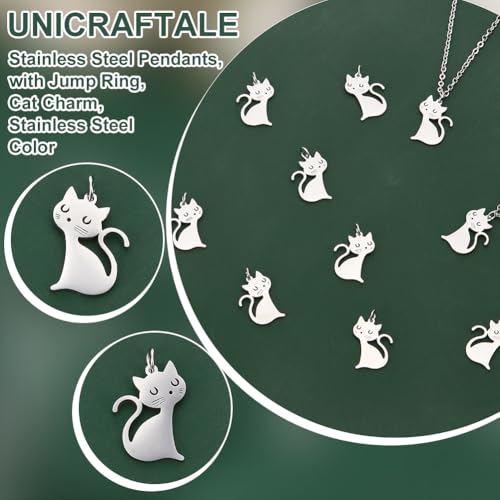 UNICRAFTALE 12pcs Cat Charm Cute Lovely Pet Cat Pendants Stainless Steel Animal Charms with Jump Ring Jewelry Charms for Keychains Earrings Bracelets Necklaces Jewelry Making DIY Crafts - Image 4