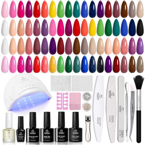 Beetles Gel Nail Polish Kit with U V Light, 46 PCS 25 Colors Gel Polish Kit