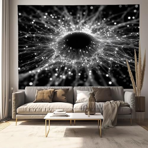 Tapisserie Vision Du Vortex noir et blanc 200x150cm pour salon