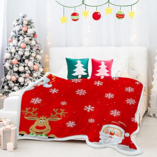 Ohds Christmas Blanket Fleece Sherpa Throw Blanket, Soft Cozy Warm Fuzzy Holiday Blanket, Plush Fluffy Christmas Throw Blanket For Couch Bed, 50" X 60" #TOP4