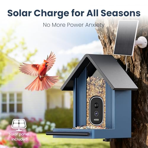Image of Smart Metal Bird Feeder with Camera, Deep Blue