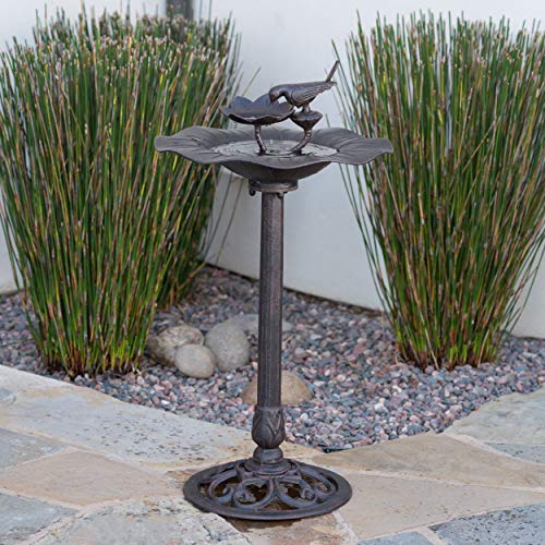 Christopher Knight Home Lancaster Outdoor Aluminum Top Bird Bath with Iron Base, Bronze