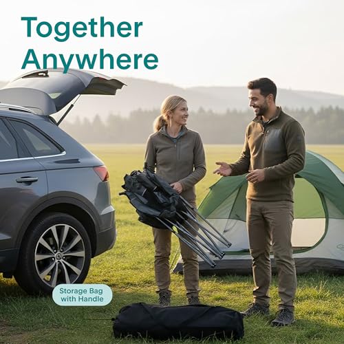 Silla de Camping Doble Plegable SereneLife Modelo SLCPLSGY Negra para Playa y Exteriores miniatura 4