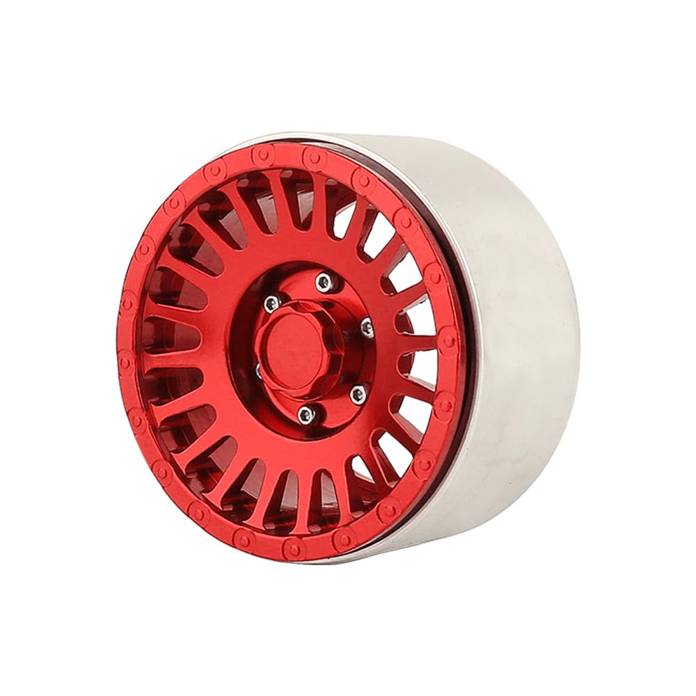 ZXYRC Metal Alloy Beadlock 2.2 inch Wheel Rims Hubs for Axial SCX10 RR10 Wraith 90048 90053 AX10 90056 90045 TRX4 TRX6 1/10 RC Crawler Car Upgrade Parts (red)