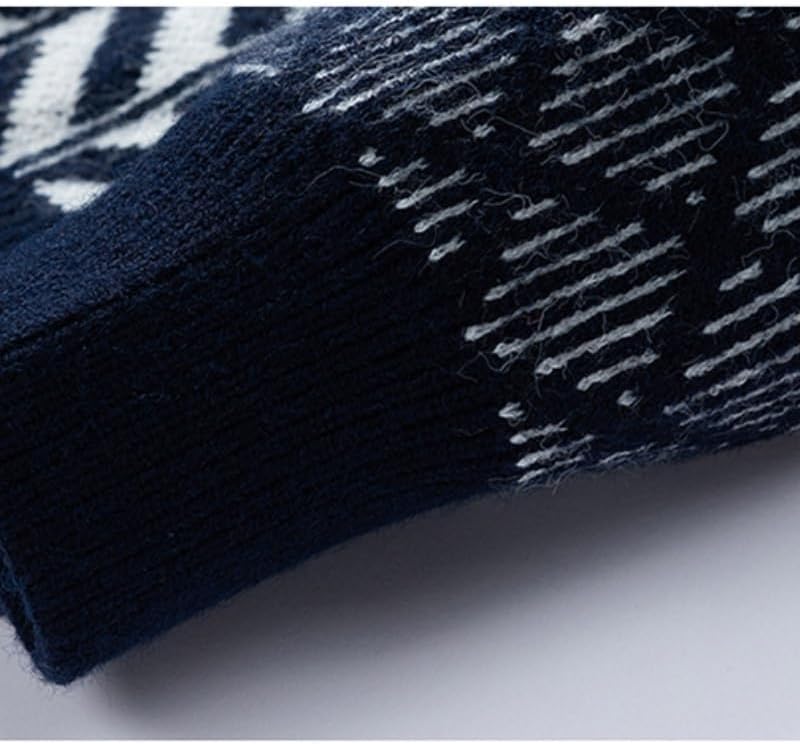 Sweater Men's Round Neck Casual Wide Contrasting Color Spliced Knit Sweater