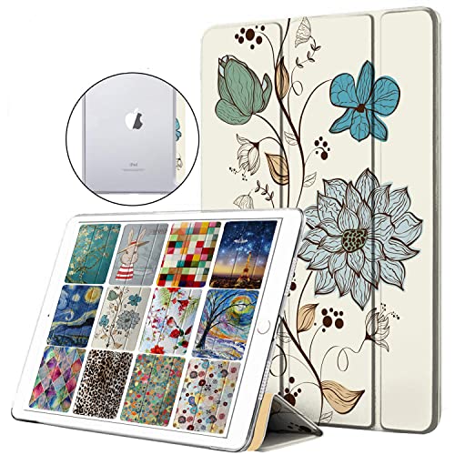 Image of DuraSafe Cases for iPad 10.2 9 8 7 2021 2020 2019 [iPad 9th / 8th / 7th Gen ] A2197 A2270 A2602 MW762HN /A MYLC2HN /A MK2L3HN /A Printed Hard Smart PC Transparent Back Cover - Watercolor Flowers