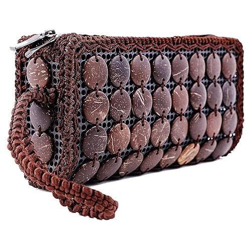 Coconut Shell Beaded Sling bag for Women | Crossbody Long Strap Purse | Handmade Natural Style| Hanging Bag (Brown) 20cm Lenght (Multidesign)-image-24