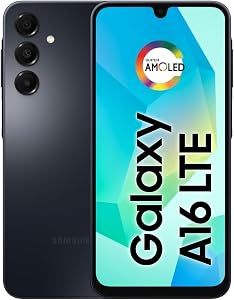 SAMSUNG Galaxy A16 4G Dual SIM (128GB, 2025) 6.7" 90Hz AMOLED, Splash Resistant, 8Core, 50MP Camera (Factory Unlocked International Model for GSM, Global) A165M/DS (25W Fast Charger Bundle, Black)