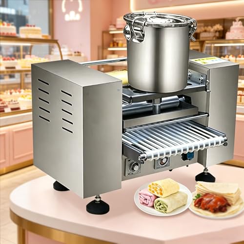 Máquina de crepé - Máquina automática comercial de rollos de huevos, potencia de 2400 W, produce 200-300 piezas uniformes por hora, ideal para panqueques, crepes de huevo, Banh Xeo, 25.4 cm de